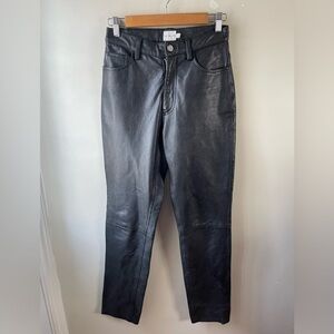 Vintage Calvin Klein 100% leather black high waisted pants size 4